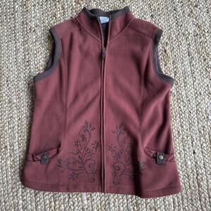 Vintage burgundy and brown fleece granola fairycore vest